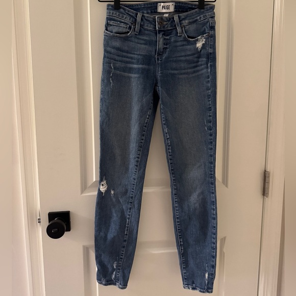 PAIGE Skinny Jeans Distressed Verdugo Ankle-Y2K Denim Trend - Picture 1 of 6